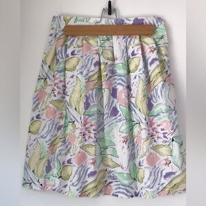 Pepaloves skirt fruit floral abstract Anthropologie pleated knee length small